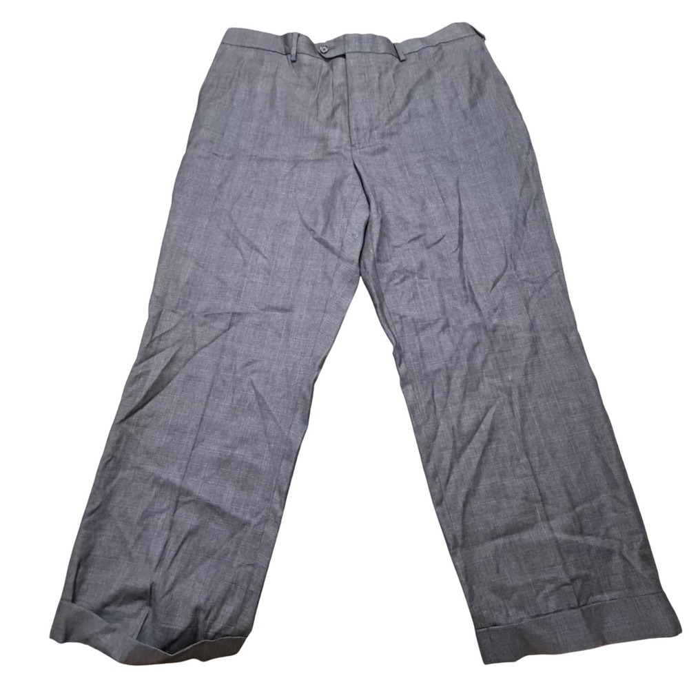 Brooks Brothers 1818 Madison Grey Windowpane Wool Dress Pants Mens 48R W43 Italy